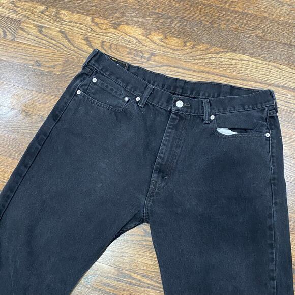 Levi's 505 Black Denim Jeans 38 X 30 Straight Leg Regular Fit High Rise Waist - Picture 2 of 8